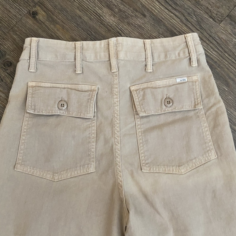 Mother Jeans Patch Pocket Private Ankle Fray Pants Khaki Wide Leg Women's 24 - Picture 8 of 10